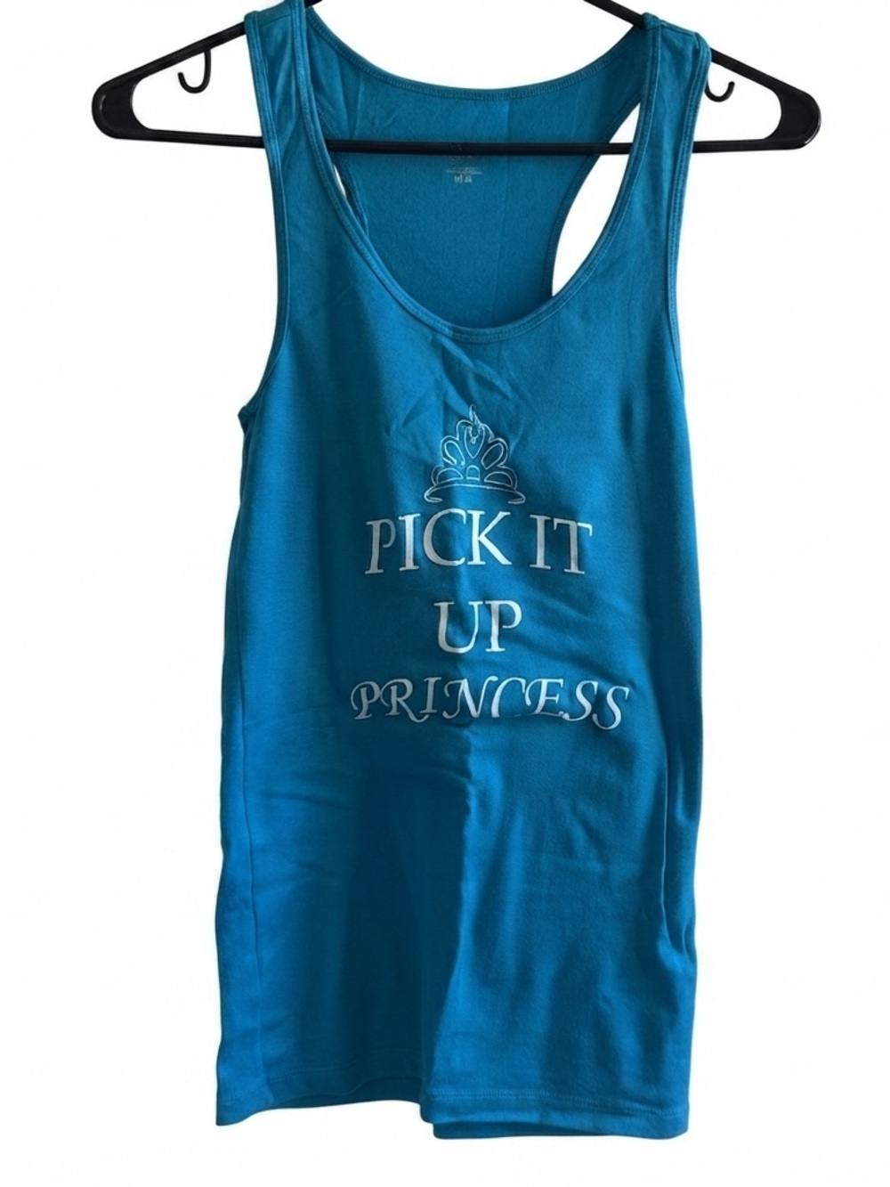 Mossimo Supply Co. Teal Blue 'Pick It Up Princess' Graphic Workout Tank